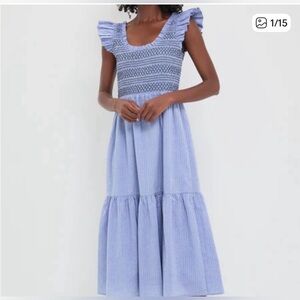 Pomander Place Elegant Blue Gathered Dress